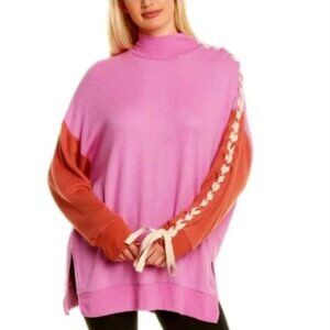 Free People Movement FPM Two Tone Snow Drifts Oversize Top Sleeve Lacing Size XS